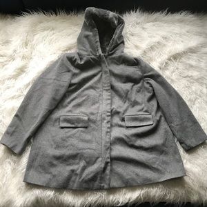 lane bryant faux fur hood coat in grey‎